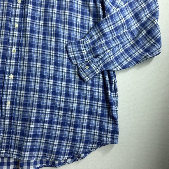 Polo Ralph Lauren Shirt Mens Size 1XB Flannel Blue Plaid Button Down Preppy‎ - Picture 3 of 9